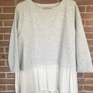 Grey/white flowy sweater (Loft size large)